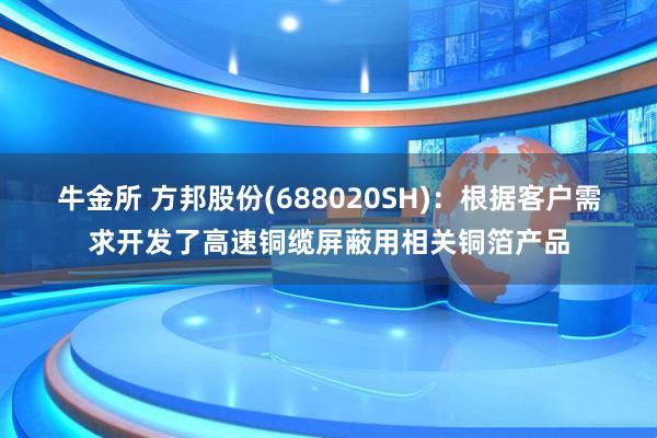 牛金所 方邦股份(688020SH)：根据客户需求开发了高速铜缆屏蔽用相关铜箔产品